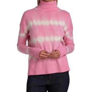 Cinq a Sept Kenny Pink Tie Dye Wool Cashmere Turtleneck Sweater